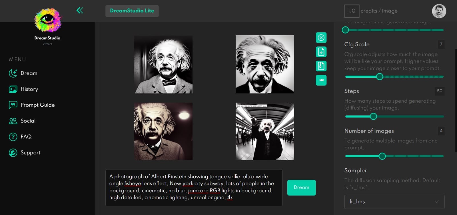 Generando una imagen en DreamStudio (Stable Diffusion)