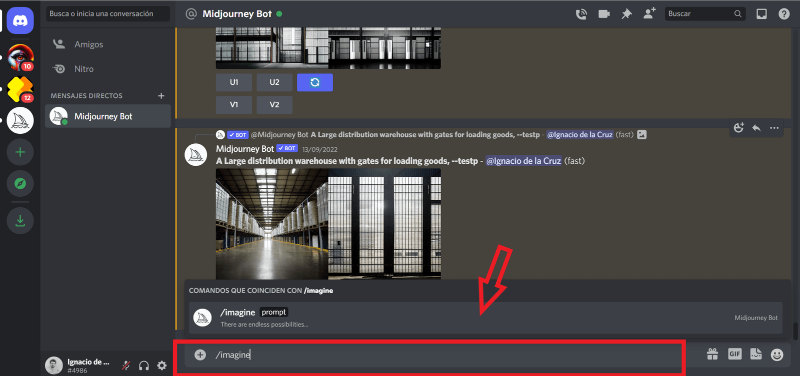 El comando /imagine en Midjourney